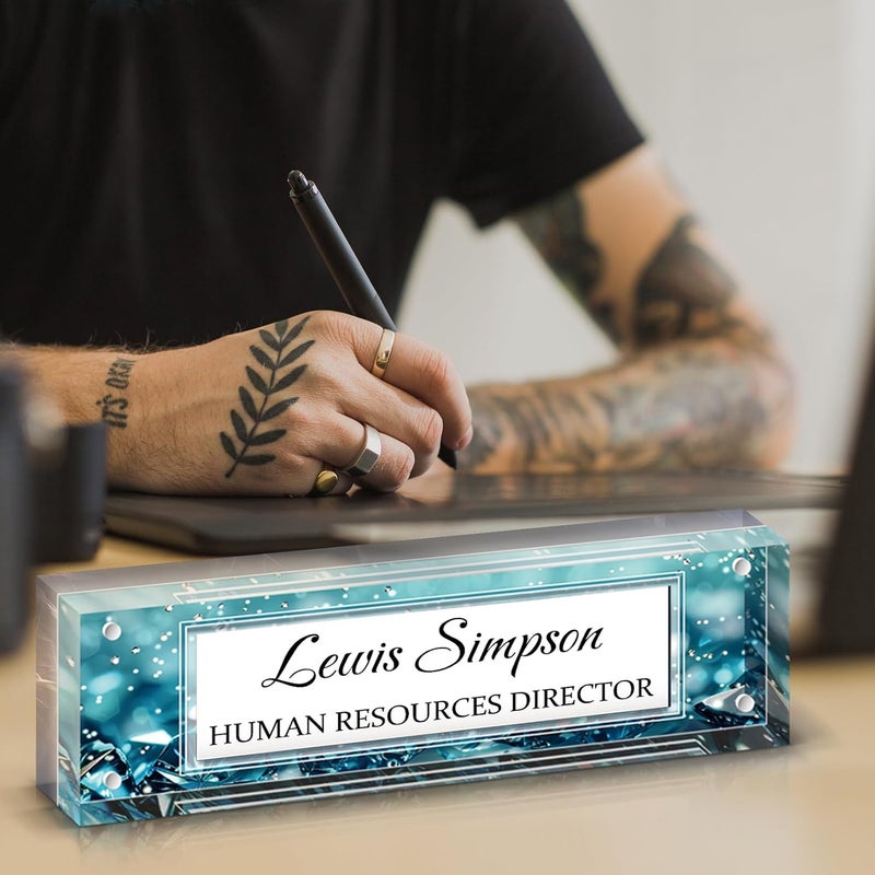 HETOOSHI Name Plate for Desk, Desk Double sided pattern Name Plate Personalized Office Desk Decor for Women and Men, Employee Appreciation Gifts Office Gifts for Boss, Manager, Teacher, Nurse (Two colors--2) - Image 4